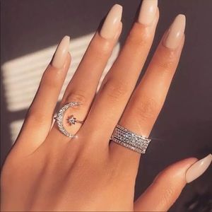 “Nova” Moon Star Diamond Boho Adjustable Cute Ring